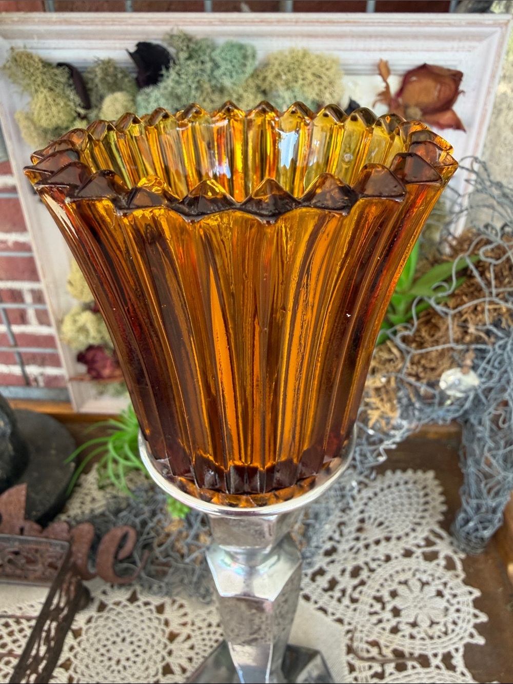 VTG Amber Glass Votive